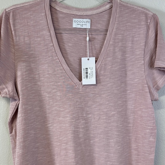 NWT Goodlife Women's Mauve Cotton V-Neck Tee Size L - Picture 3 of 5